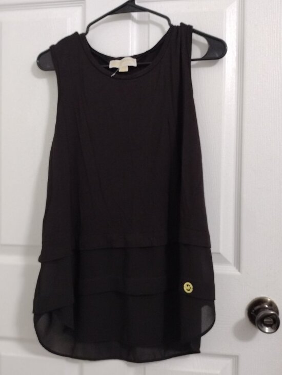 Michael Kors Sleeveless Layered Blouse Black Size XL Stretch Top - Picture 5 of 8